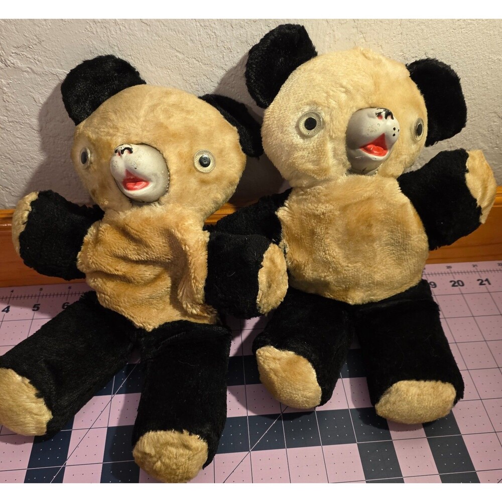 Vintage Rubber Face Panda Bear Plush Stuffed Animal 10" Lucite Eyes Unbranded